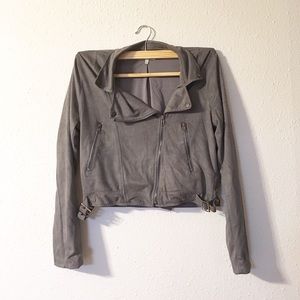 Grey suede moto jacket